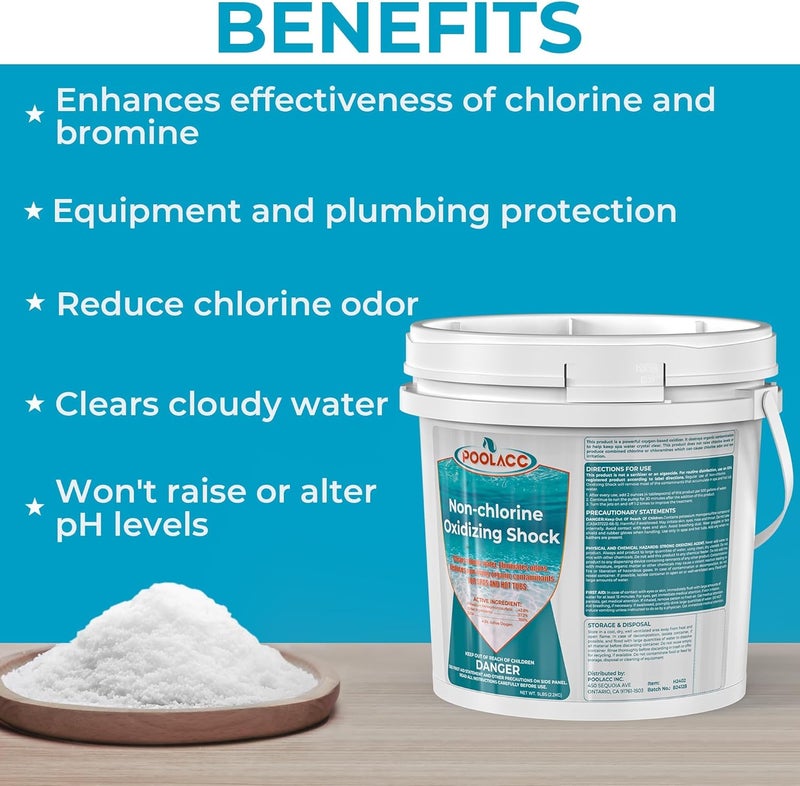 POOLACC Non-Chlorine Spa Shock for Hot Tub - 5 lbs, Chlorine-Free Shock Oxidizer Treatment for Hot Tubs, Spas and Swimming Pools, Fast Acting, Quick Dissolving Oxidizing Shock for Crystal Clear Water - Image 2